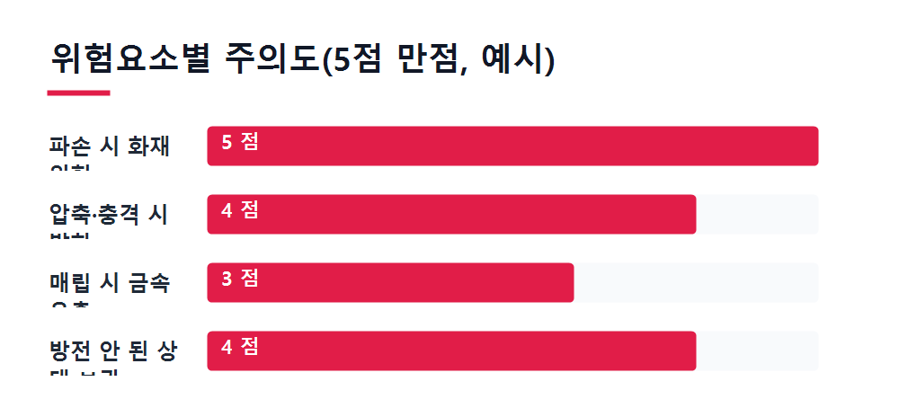 위험요소별 주의도(5점 만점, 예시)