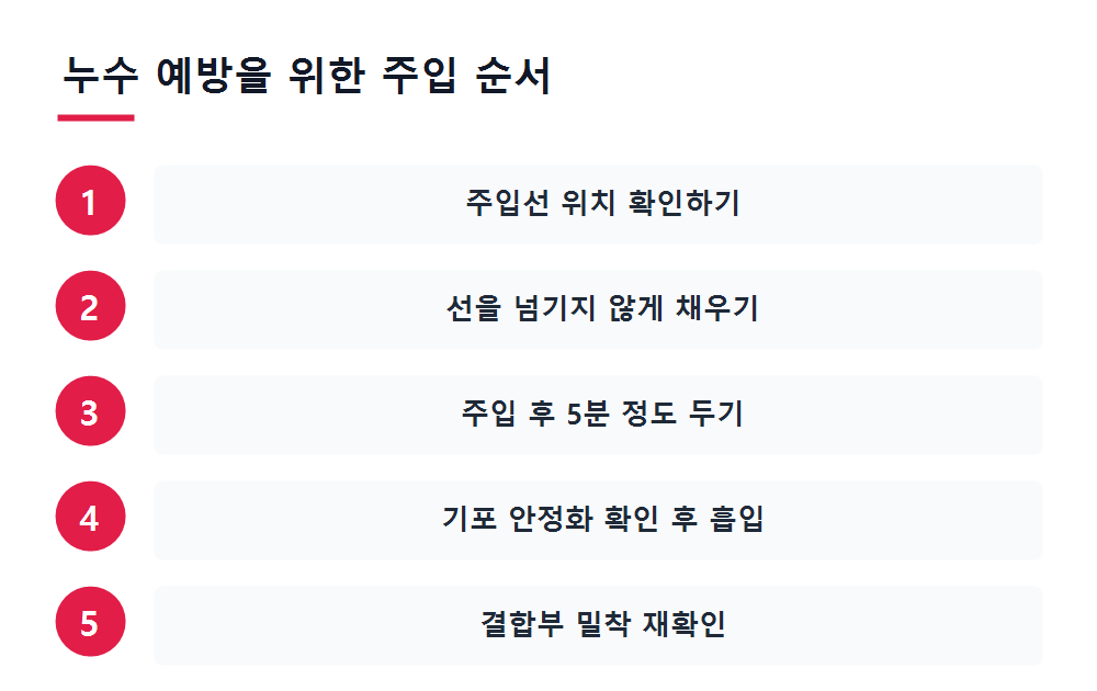 누수 예방을 위한 주입 순서