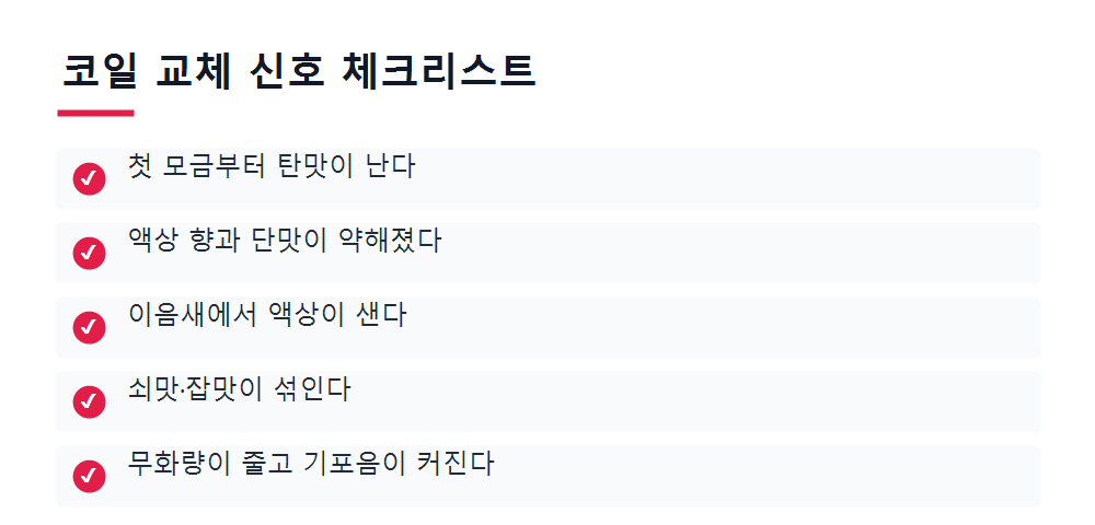 코일 교체 신호 체크리스트