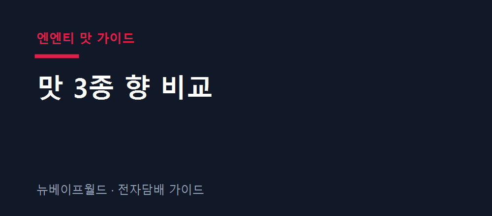 엔엔티 맛 가이드 맛 3종 향 비교