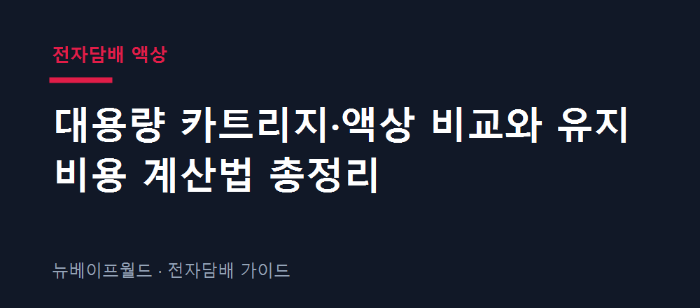 대용량 카트리지와 대용량 액상의 유지비용을 1ml당 단가로 비교한 이미지