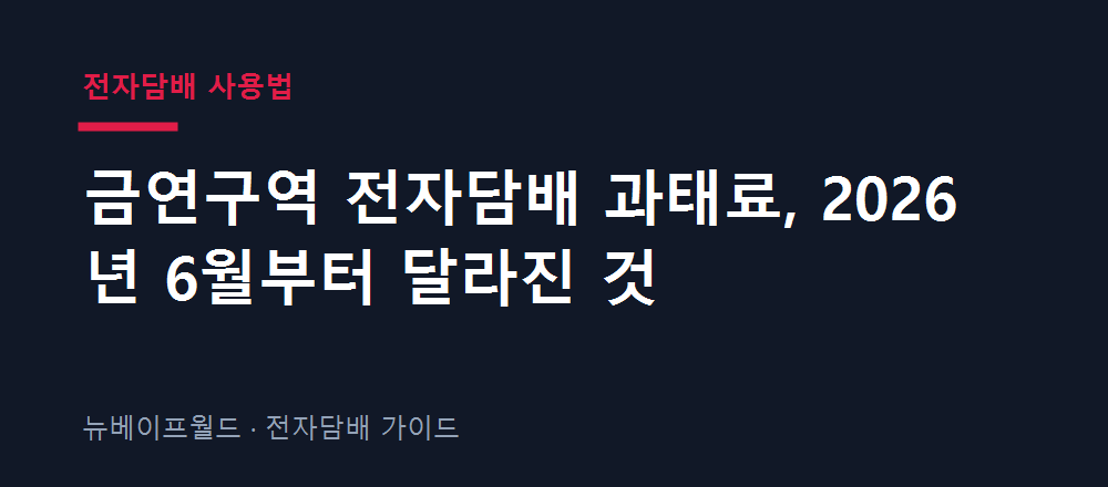 금연구역 전자담배 과태료 10만원 단속 기준을 설명하는 안내 이미지