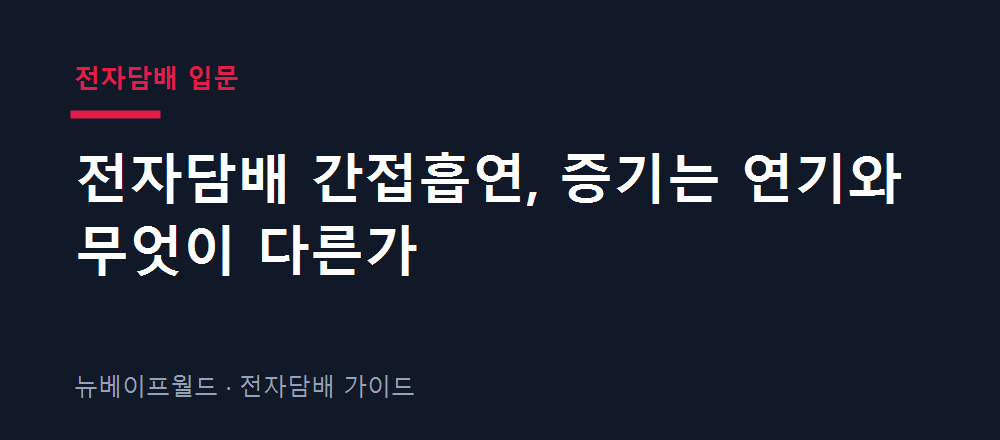 전자담배 증기와 연초 연기의 간접흡연 차이를 비교한 안내 이미지